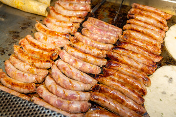 Grill Taiwan sausage in street market at Taiwan
