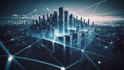 Future technology with data connect and network background concept generative ai