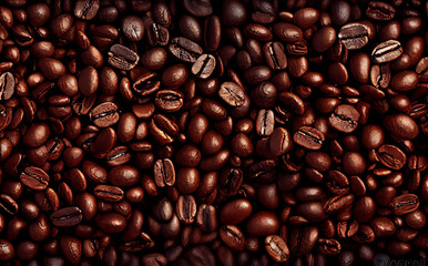 Naklejka premium Beautiful roasted brown coffee beans background. Generative ai.