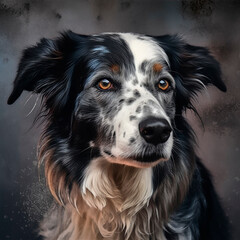 Fototapeta premium Colorful portrait of a dog animal. Generative AI technology.