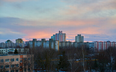 sunset over the city