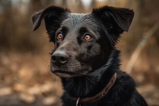 nice photo of a young black dog. Generative AI