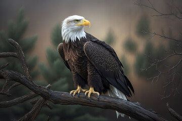 American bald eagle on a branch