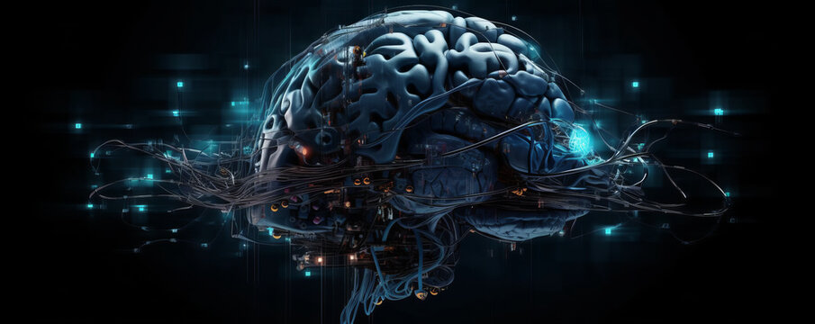 human brain exploding with creativity thanks to artificial intelligence support, concept wallpaper. Generative AI