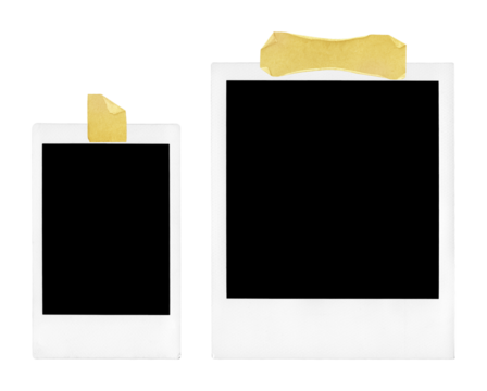 Empty Polaroid photo frames on transparent background	