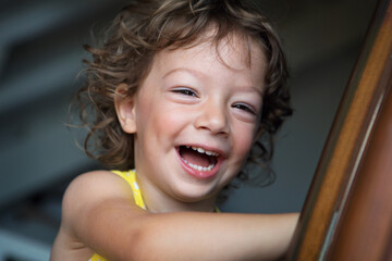 Joyful girl smiling