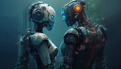 Humanoid robots high tech robotics background concept generative ai
