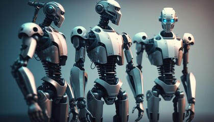 Naklejka premium Humanoid robots high tech robotics background concept generative ai