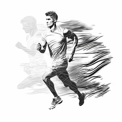 Fototapeta premium Runner Extreme Black and White Illustration