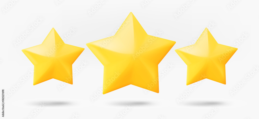 Poster three star rating stars concept. 3d vector isolated on white background