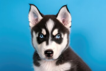 Obraz premium adorably wooly coated black siberian husky puppy. Generative AI
