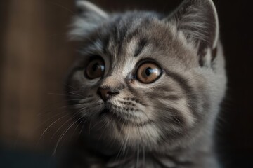 Fototapeta na wymiar A little a beautiful kitten. Scotland's fold cat. Generative AI