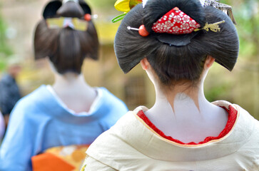 Maiko of Kyoto with a beautiful nape