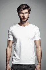 AI GENERATIVE, portrait of young boy with white t-shirt, concept model