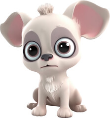 3D cute chihuahua cartoon isolated on white, transparent background, PNG, Generative AI