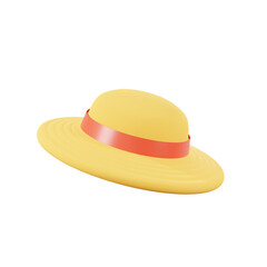 minimal straw hat 3d rendering