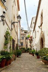 Fototapeta na wymiar The narrow alleys of Tossa de Mar, Spain, lead to hidden courtyards and picturesque squares..
