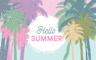 Naklejka premium Summer Sale, Palm hand drawn illustrations, vector. 