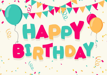 Fototapeta na wymiar Happy birthday celebration with balloons banner vector image