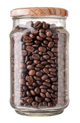 Coffee beans roasted in glass jar