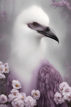 Close-up portrait of a beautiful, graceful bird. Photography in Voguestyle. Postcard. generative AI