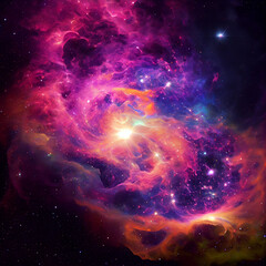 illustration of cosmic explosion galaxies nebulae stars