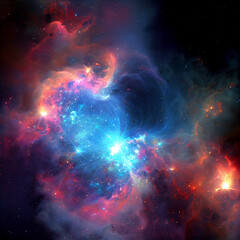 Fototapeta premium illustration of cosmic explosion galaxies nebulae stars