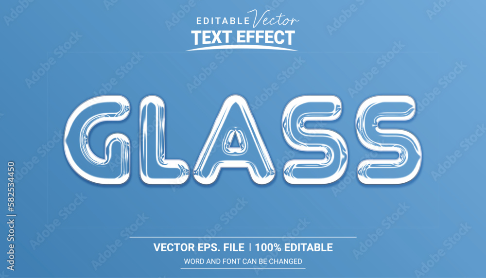 Poster glass style 3d looking editable vector text effect