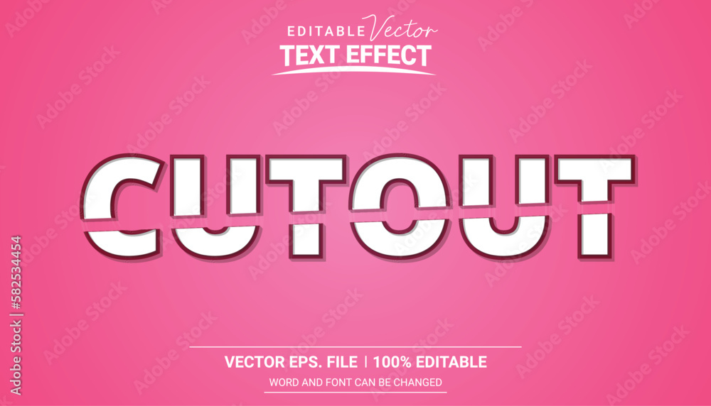 Poster realistic 3d cutout editable vector text effect