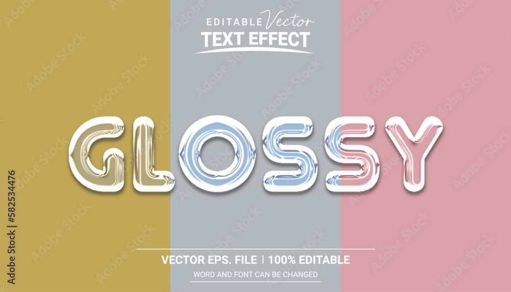 Poster glossy style editable vector text effect