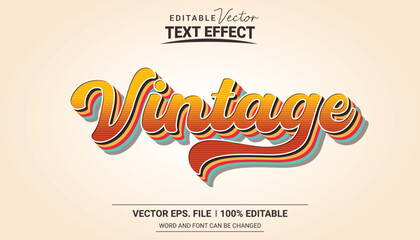 Realistic 3d retro vintage editable vector text effect