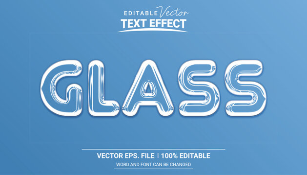 Glass style 3d looking editable vector text effect