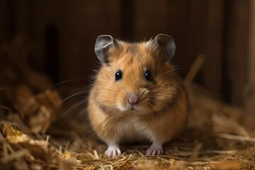 Little Syrian golden hamster gerbil. Generative AI