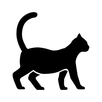 Black cat icon silhouette in modern style on white background. Flat vector illustration