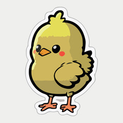 Cute Chicken love and happy expression sticker, flat cartoon style vector illustration with isolated background