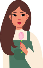 cute simple illustration of a girl in an apron