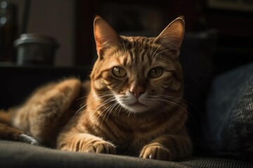 Cat relaxing on the couch. Generative AI