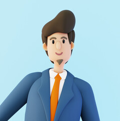 Successful Businessman portrait. Head shoot. 3D rendering character
