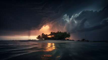 Naklejka na ściany i meble Raging Storm and Electrifying Skies over the Maledives
