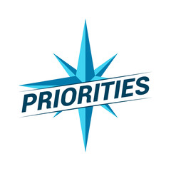 Priorities Concept, Compass Isolated Vector Illustration