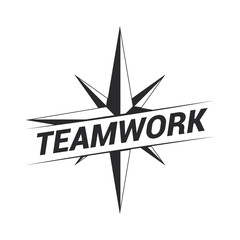 Teamwork Concept, Compass Isolated Vector Illustration