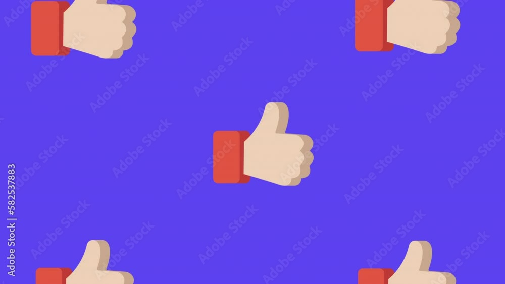 Poster hands likes thumbs up pattern animation