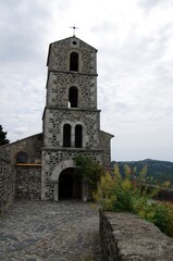 Fototapeta na wymiar Church in a medieval village in Ardeche in France, Europe