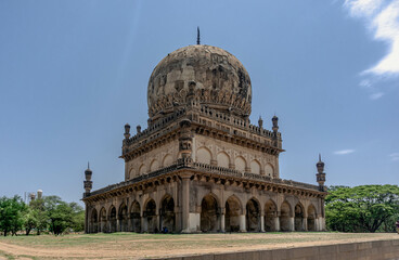 Fototapeta na wymiar The tombs of Qutb Shahi near the Golconda Fort in Hyderabad, India.