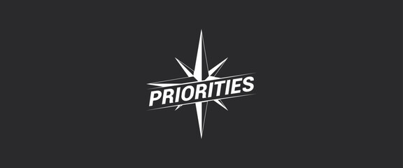Priorities Concept, Compass Isolated Vector Illustration