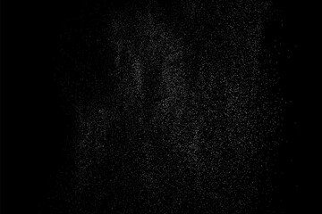 Obraz premium Distressed white grainy texture. Dust overlay textured. Grain noise particles. Rusted black background. Vector illustration. EPS 10. 
