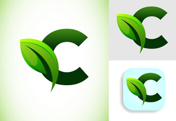 Initial C alphabet with a leaf. Eco-friendly logo concept. Graphic alphabet symbol for business and company identity.