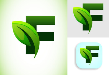 Initial F alphabet with a leaf. Eco-friendly logo concept. Graphic alphabet symbol for business and company identity.