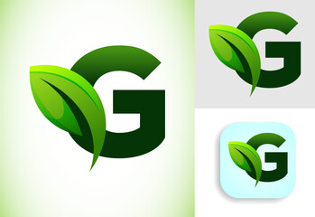Initial G alphabet with a leaf. Eco-friendly logo concept. Graphic alphabet symbol for business and company identity.