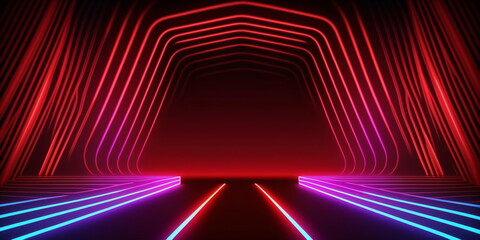 Fototapeta premium Neon-Tunnel Futuristischer Hintergrund – erstellt mit KI 